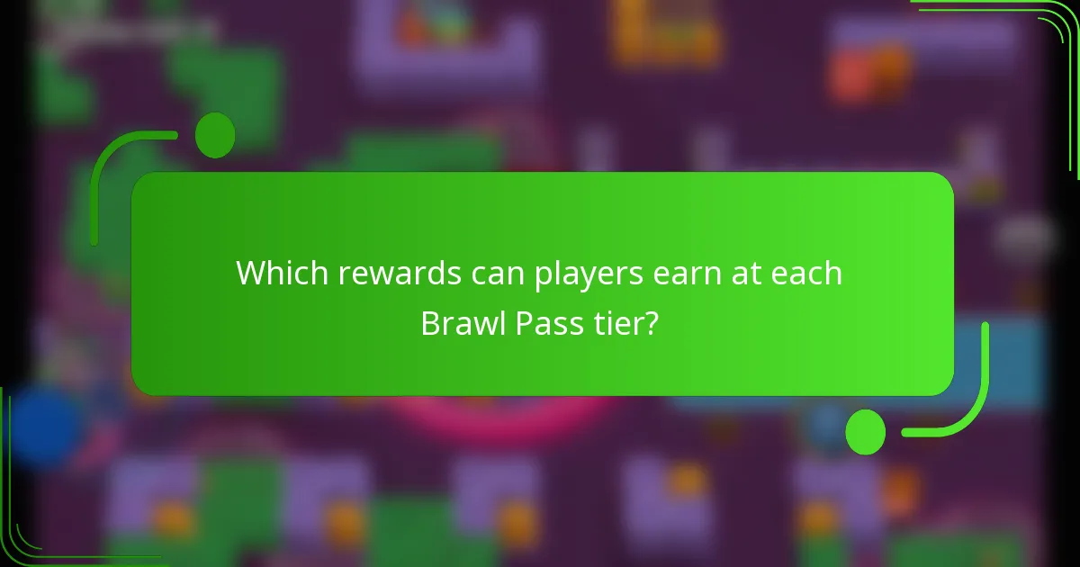 Which rewards can players earn at each Brawl Pass tier?
